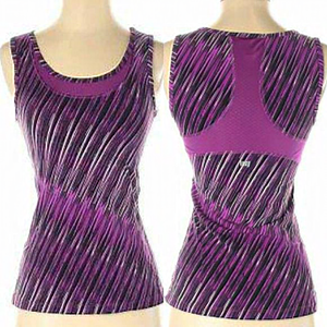 Lucy Active Athletic Tank Top Purple Diagonal‎ Stripe XS